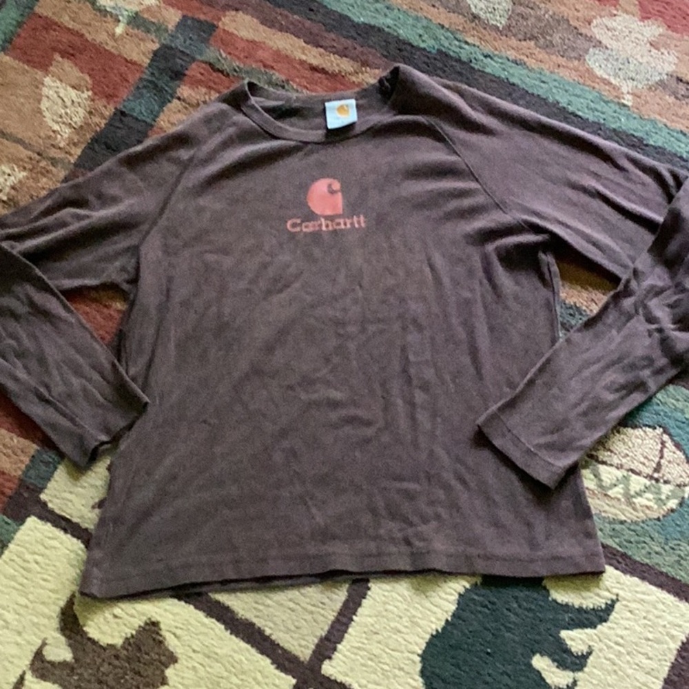 🦌 CARHARTT BROWN CREW Long Sleeve TEE WOMENS LG VNPLC